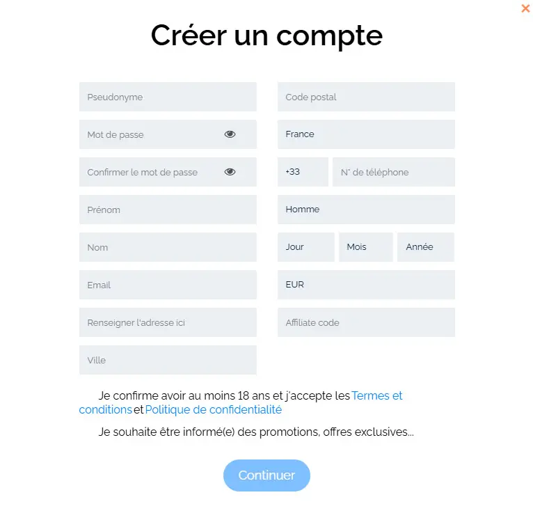 Processus d'inscription CasinoLab Casino